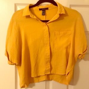 Forever 21 Cropped Yellow Button Down, worn twice
